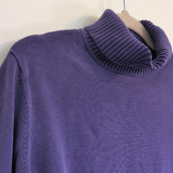 Preston & York Purple Knit Turtleneck Sweater 75% Silk 25% Nylon Classic Preppy - Picture 4 of 8